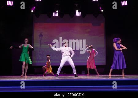 Dancer Actors perform on the theater stage in a dance show musical Stock Photo