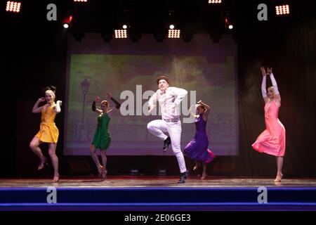 Dancer Actors perform on the theater stage in a dance show musical Stock Photo