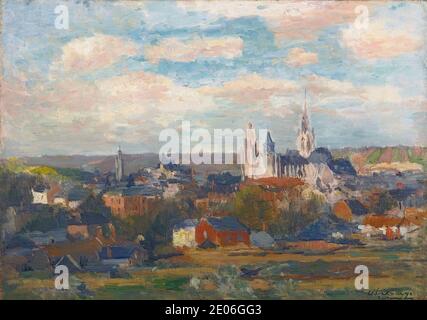 Albert Lebourg VUE D'EVREUX AVEC LA CATHÉDRALE NOTRE DAME 1897. Stock Photo