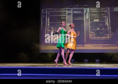 Dancer Actors perform on the theater stage in a dance show musical Stock Photo