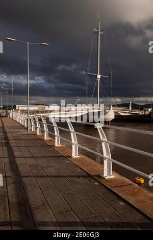 Pont y Ddraig footbridge at Rhyl harbour, North Wales Stock Photo
