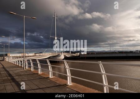 Pont y Ddraig footbridge at Rhyl harbour, North Wales Stock Photo