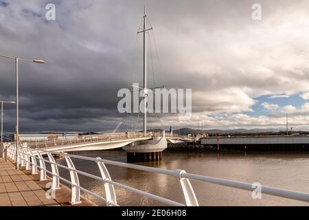 Pont y Ddraig footbridge at Rhyl harbour, North Wales Stock Photo