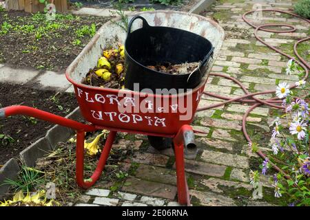 Garden wheelbarrow Stock Photo