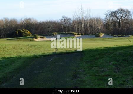 Views across golf courses at Craigtoun, near St Andrews, Fife on a sunny mid December day Stock Photo