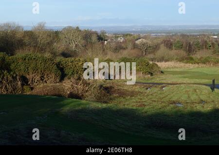Views across the golf course from Craigtoun to St Andrews Bay on a sunny December day Stock Photo