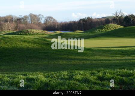 Views across golf courses at Craigtoun, near St Andrews, Fife on a sunny mid December day Stock Photo