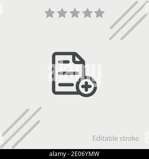 text file add outlined interface button vector icon modern simple vector illustration Stock Vector