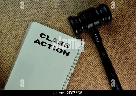 The Book of Class Action on office desk. and gavel Stock Photo