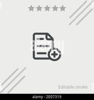 text file add outlined interface button vector icon modern simple vector illustration Stock Vector