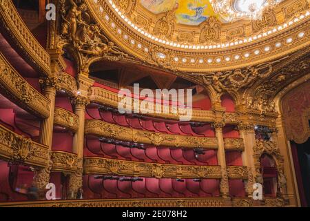 Paris, France - May 6 2015: Interior of an empty Paris Opera House (Palais Garnier) Stock Photo