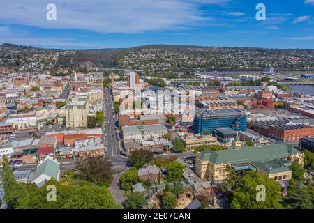 Aerial view of the city center of Launceston, Australia Stock Photo