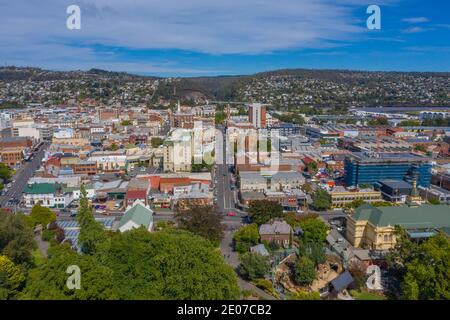 Aerial view of the city center of Launceston, Australia Stock Photo