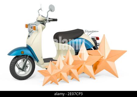 Customer rating of motorcycle, motor scooter. 3D rendering isolated on white background Stock Photo