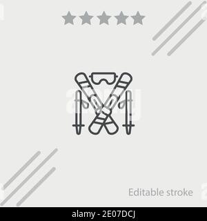 skiing vector icon modern simple vector illustration Stock Vector