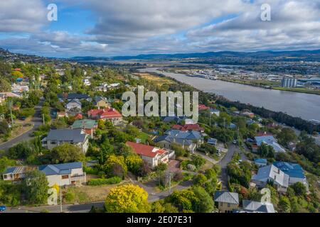 Aerial view of residential houses at Launceston, Tasmania Stock Photo