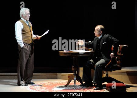 Gerard Darmon and Dominique Pinon performing new play 'Inconnu a cette adresse' at Theatre Antoine in Paris, France, on january 6,2012.Photo by Alban Wyters/ABACAPRESS.COM Stock Photo