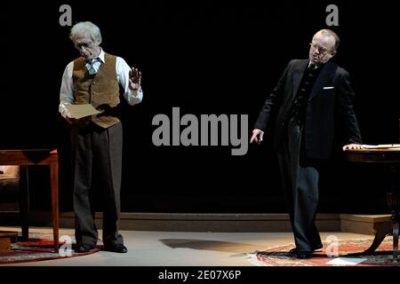 Gerard Darmon and Dominique Pinon performing new play 'Inconnu a cette adresse' at Theatre Antoine in Paris, France, on january 6,2012.Photo by Alban Wyters/ABACAPRESS.COM Stock Photo