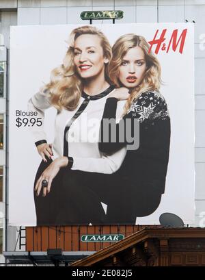 British model Jerry Hall and her daughter Georgia May Jagger have paired up for H&M's new advertising campaign in The Meatpacking District in New York City, NY, USA on January 11, 2012. Photo by Charles Guerin/ABACAPRESS.COM Stock Photo