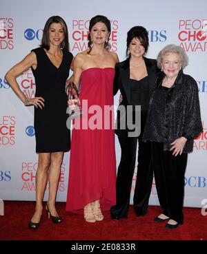 Wendie Malick, Jane Leeves, Valerie Bertinelli and Betty White pose in the press room of the 38th Annual People's Choice Awards held at the Nokia Theatre in Los Angeles, Ca, USA, January 11th, 2012. Photo by Lionel Hahn/ABACAPRESS.COM Stock Photo