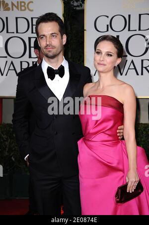 Natalie Portman and Benjamin Millepied arriving for the 69th Annual Golden Globe Awards Ceremony, held at the Beverly Hilton Hotel in Los Angeles, CA, USA on January 15, 2012. Photo by Lionel Hahn/ABACAPRESS.COM Stock Photo