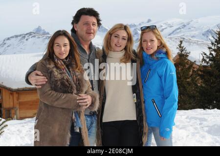 Vanessa Demouy, Philippe Lellouche, Julie Bernard and Julie Gayet posing during the 'Nos plus belles vacances' photocall during the 15th Alpe d'Huez Comedy Film Festival held at l'Alpe d'Huez, France, on January 19, 2012. Photo by Charriau-Marechal/ABACAPRESS.COM Stock Photo