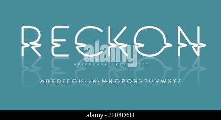 Vector distorted rounded uppercase letter set, glitch alphabet, typography Stock Vector