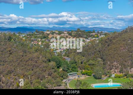 Aerial view of residential houses at Launceston, Tasmania Stock Photo