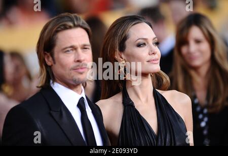 Brad Pitt and Angelina Jolie attending the 18th Annual Screen Actors Guild (SAG) Awards held at the Shrine Auditorium in Los Angeles, CA on January 29, 2012. Photo by Lionel Hahn/ABACAPRESS.COM Stock Photo