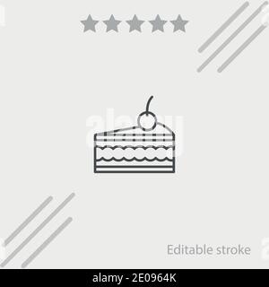 piece of cake with cherry on top vector icon modern simple vector illustration Stock Vector