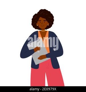 Business woman holding a laptop. Stock Vector