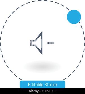 speaker less volume outlined interface sign vector icon editable stroke outline icons for web and mobile Stock Vector
