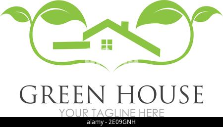 Green House Logo Template Design Vector Illustration Stock Vector