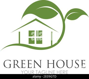 Green House Logo Template Design Vector Illustration Stock Vector