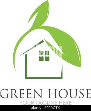 Green House Logo Template Design Vector Illustration Stock Vector