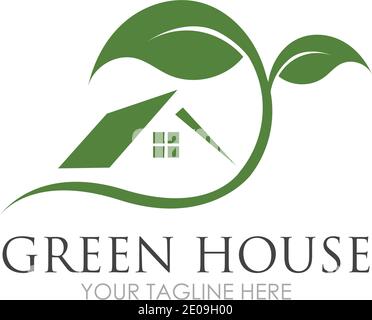 Green House Logo Template Design Vector Illustration Stock Vector