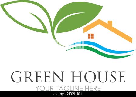 Green House Logo Template Design Vector Illustration Stock Vector