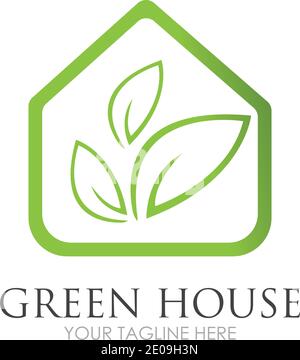 Green House Logo Template Design Vector Illustration Stock Vector