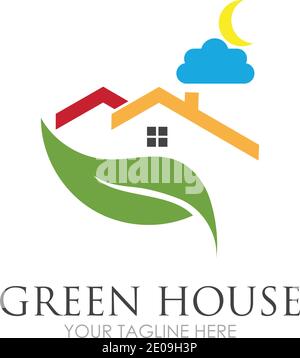 Green House Logo Template Design Vector Illustration Stock Vector