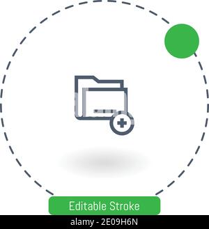 add folder vector icon editable stroke outline icons for web and mobile Stock Vector