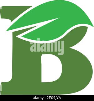 Green leaf and letter B monogram logo design vector. Stock Vector