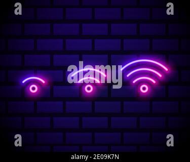 Wi-fi neon sign. Night bright advertisement. Vector illustration in neon style for cafe and connection. Vector illustration in neon style Stock Vector