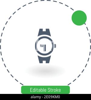 wristwatch tool of circular shape vector icon editable stroke outline icons for web and mobile Stock Vector