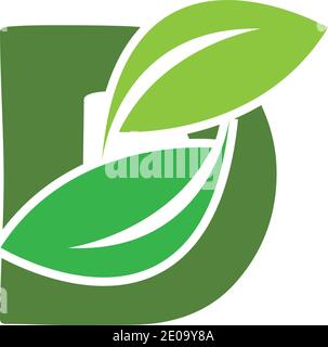 Green eco letters D logo with leaves. /symbol / alphabet / botanical / natural Stock Vector