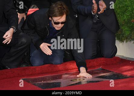 Paul McCartney was honored with a star on the Hollywood Walk of Fame in front of Capitol Records and next to the other Beatles members. Los Angeles, CA, USA, February 9, 2012. Photo by Lionel Hahn/ABACAPRESS.COM Stock Photo