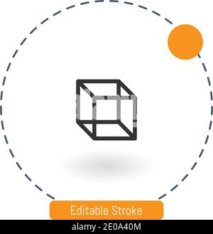 cube vector icon editable stroke outline icons for web and mobile Stock Vector