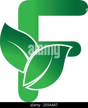Initial Letter F With Leaf Logo,green eco leaf letter F logo design template Stock Vector