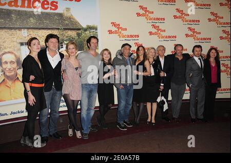 Julie Gayet, Philippe Lellouche, Julie Bernard, Christian Vadim, Nicole Calfan, Gerard Darmon Vanessa Demouy, Alain Doutey and Alexandre Brasseur attending the premiere of 'Nos Plus Belles Vacances' at Gaumont Marignan theater in Paris, France in February 13, 2012. Photo by Giancarlo Gorassini/ABACAPRESS.COM Stock Photo