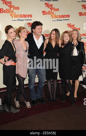 Julie Gayet, Julie Bernard, Philippe Lellouche, Vanessa Demouy and Nicole Calfan attending the premiere of 'Nos Plus Belles Vacances' at Gaumont Marignan theater in Paris, France in February 13, 2012. Photo by Giancarlo Gorassini/ABACAPRESS.COM Stock Photo