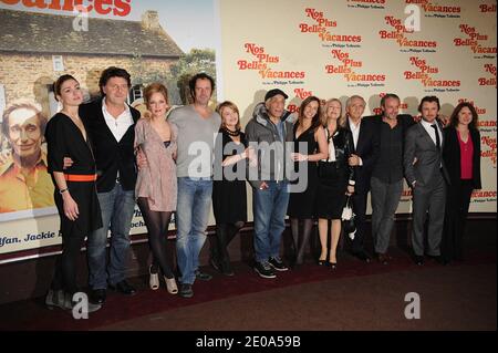 Julie Gayet, Philippe Lellouche, Julie Bernard, Christian Vadim, Nicole Calfan, Gerard Darmon Vanessa Demouy, Alain Doutey and Alexandre Brasseur attending the premiere of 'Nos Plus Belles Vacances' at Gaumont Marignan theater in Paris, France in February 13, 2012. Photo by Giancarlo Gorassini/ABACAPRESS.COM Stock Photo